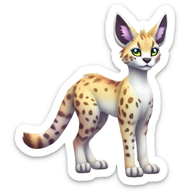 Cute Kawaii Epic Ethereal Sparkly Colorful Sergal-Serval-Caracal-Vernid full body sticker