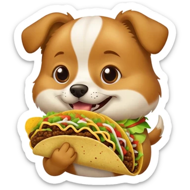 Dog eating a taco sticker