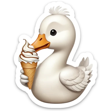 Goose eating ice cream sticker