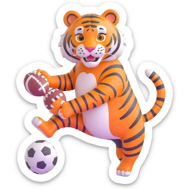 Bengal tiger playing football in Cincinnati sticker