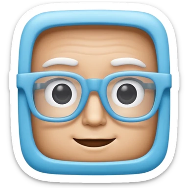 A 3D cartoon sky-blue square spectacle, slightly thick frame, glossy surface, minimal plain background, Memoji-style. Only glasses. sticker