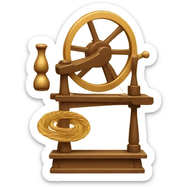 Spinning wheel with golden thread sticker
