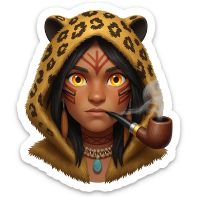 jaguar shaman fumando pipa sticker