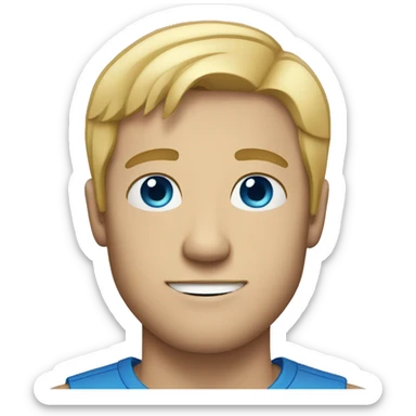 man with straight blonde hair and blue eyes sticker
