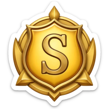 Create a custom emoji badge featuring a stylized, letter “S”. Design it in the Gold rank theme from League of Legends. Use warm gold metallic textures, bright highlights, and a noble, premium feel. Emblem-like and highly polished.
 sticker
