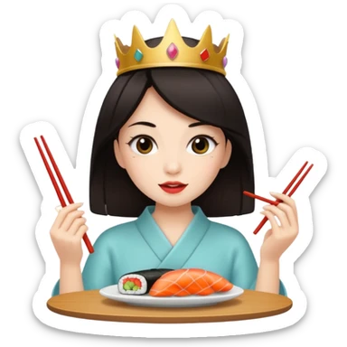 czarnowłosa ksieżniczka je sushi sticker