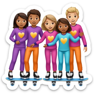 skating rink sleepover with teen boys & girls skin color brown and tan sticker