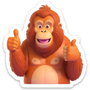 a cool orangutan giving a thumbs up confident and friendly sticker