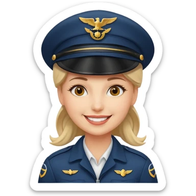 female Pilot wearing a pilot hat sticker
