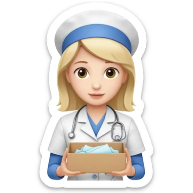 Nurse offering box of tissue











 sticker