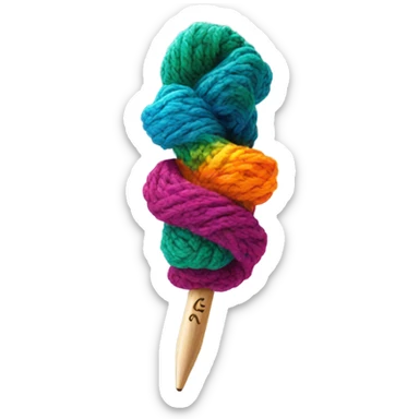 Crochet hook with yarn colorful sticker