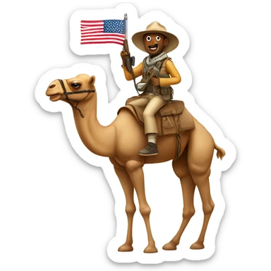 American on camel with rocket launcher sticker