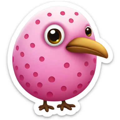 A Pink Kiwi Bird with colored dots  sticker