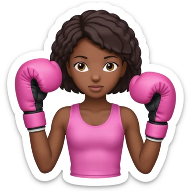 black girl wearing pink boxing gloves sticker