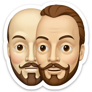 Shakespeare with theatrical comedy and tragedy masks sticker