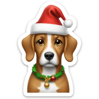 dog wearing a christmas hat sticker