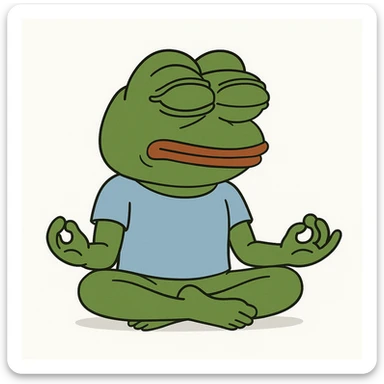 create a pepe doing yoga, white background sticker