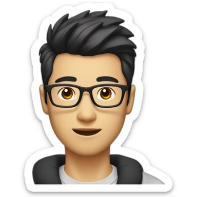 25 year old Asian male with glasses and pompadour hair sticker