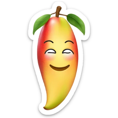 Apple Mango Emoji with closed eyes, nose, and close mouth sticker