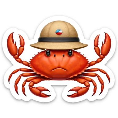 a crab with a hat with written "CARBONFACT" on it sticker
