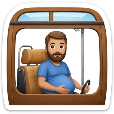 A cableway with a pregnant man inside sticker