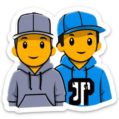 the Beastie Boys wearing hats with the Shopify logo sticker