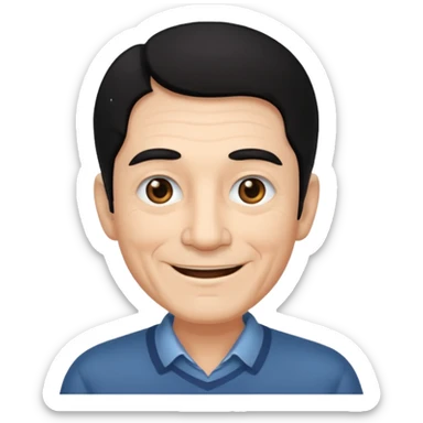 Old man with black hair and eyes but handsome sticker