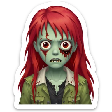 Zombie com franja e cabelo comprido ruivo sticker