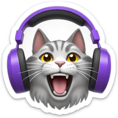 The cat is yelling in headphones sticker