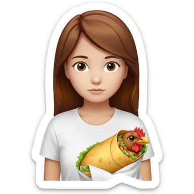 Girl with brown hair "resting chicken burrito face" sticker