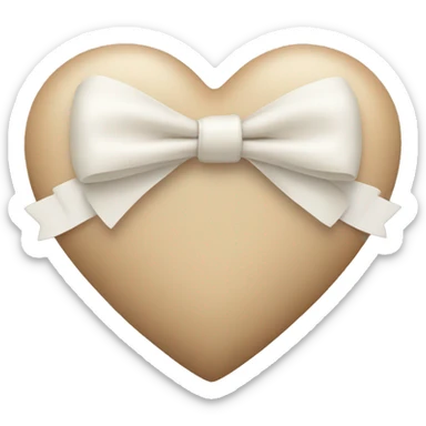 Beige heart with white bow sticker