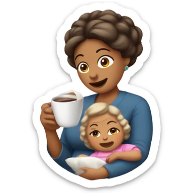 Mamá güera, cargando a su bebé niña güera con cabello café  sticker