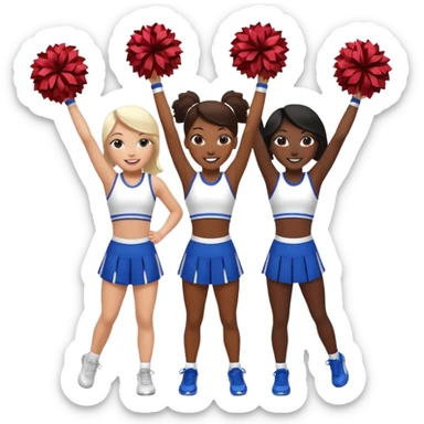 4 girls in a cheer stunt brown skin, white skin, black skin sticker
