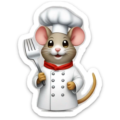 mouse with a chef’s hat apple style sticker