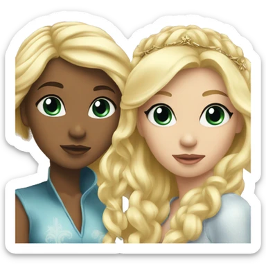 2 women princesses couple blonde kiss sticker