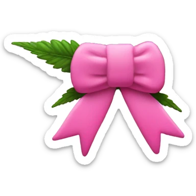 Pink marijuana leaf with a pink bow in top sticker