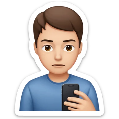 person squinting eyes because can't see phone clearly sticker