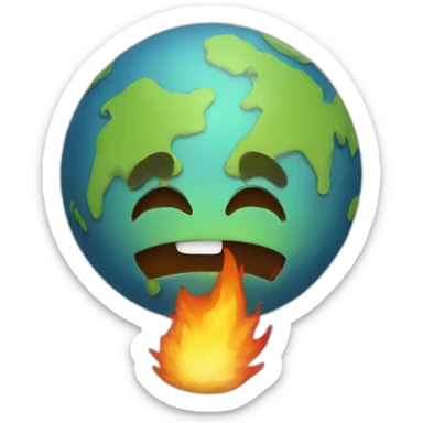 Sad earth burning sticker