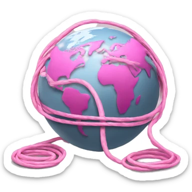  pink round earth  wrapped in an  ethernet cord sticker
