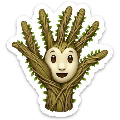 woodland spirit OK hand sign made of vines sticker