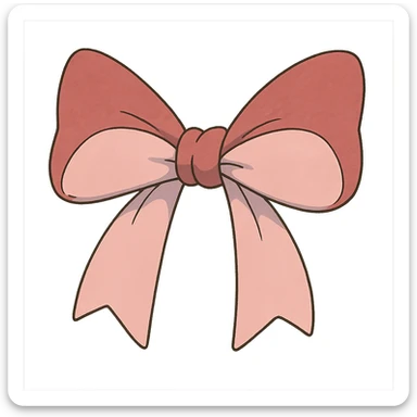 cute bow, pink and baby pink, ghibli style sticker