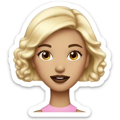 Beautiful girl wearing lipstick sticker