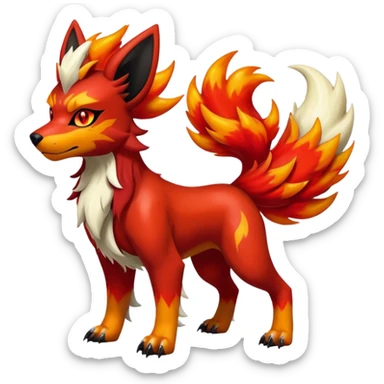 Shiny Exotic Gothic Houndoom-Arcanine-Pokémon-Fakémon-hybrid-creature sticker
