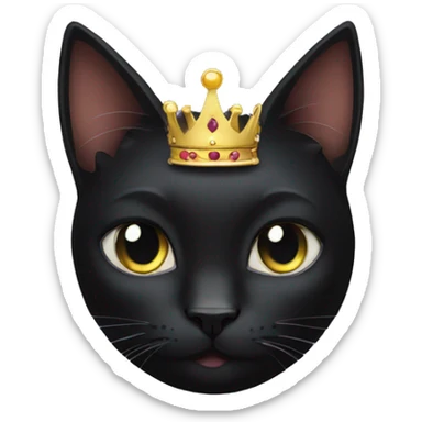 Black cat with crown show his scars sticker