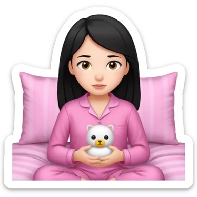 Black haired girl with pink pijamas sticker