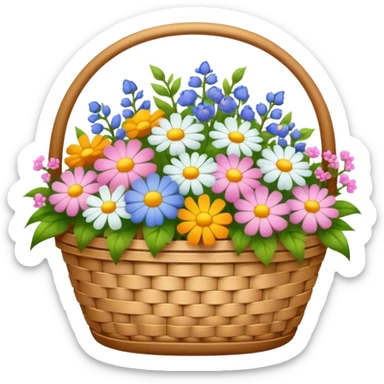Basket full of cottage flowers sticker