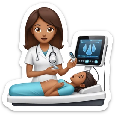 Brown Woman preforming ultrasound  sticker
