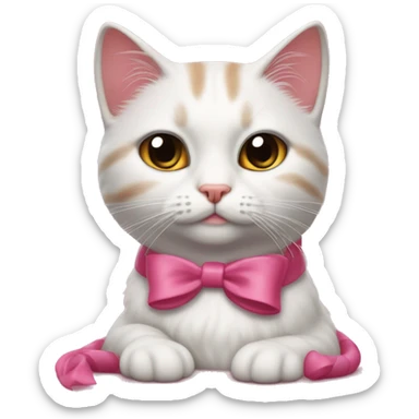 Gatita persa realista con cinta rosada como marie de los aristogatos  sticker