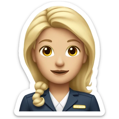 Blonde hair brown eye flight attendant  sticker