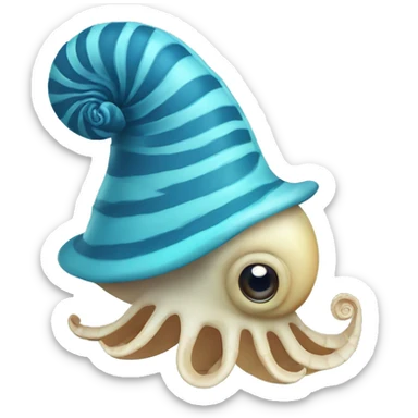 blue nautilus with a cute hat sticker